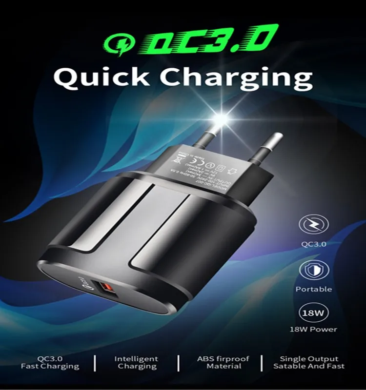 USB Charger 3A Fast Charging 18W Mobile Phone charger for iPhone 12 Pro EU/US Plug Travel Wall charger for Huawei Samsung Xiaomi
USB Charger 3A Fast Charging 18W Mobile Phone charger for iPhone 12 Pro EU/US Plug Travel Wall charger for Huawei Samsung Xiaomi