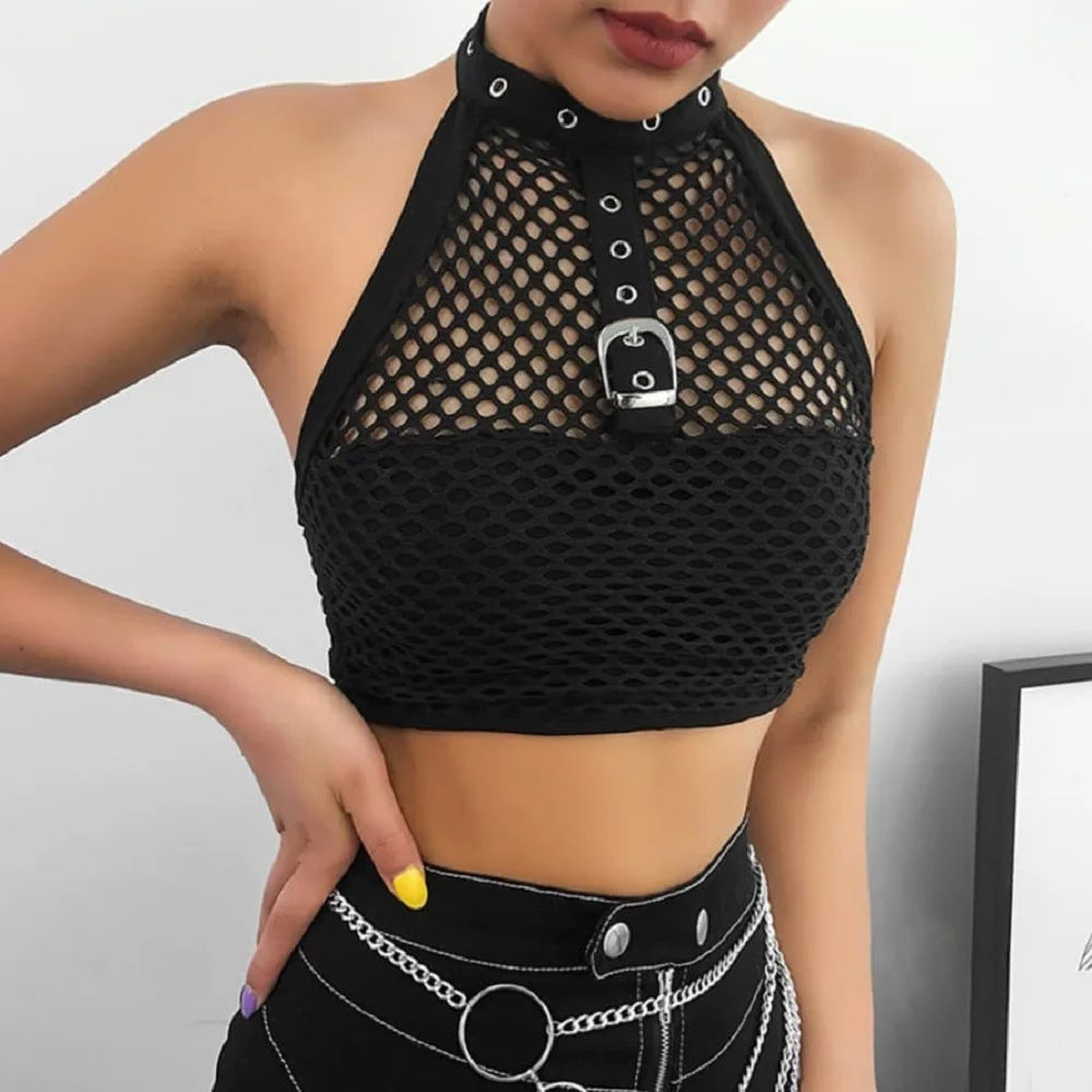 Sexy Women Gothic Fishnet Camisole Clubwear See Through Metal Strap Punk Crop Top
Sexy Women Gothic Fishnet Camisole Clubwear See Through Metal Strap Punk Crop Top