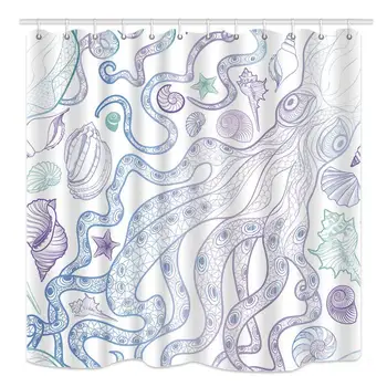 Marine Life Decor Shower Curtain,Octopus Seashell and Sea Star Pattern Design Polyester Waterproof Fabric with 12 Rust Proof
Marine Life Decor Shower Curtain,Octopus Seashell and Sea Star Pattern Design Polyester Waterproof Fabric with 12 Rust Proof