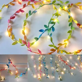 

Tiny Leaves Garland LED String Light Fairy Christmas Wedding Party Table Decor Light Battery Operated Copper Wire String Light