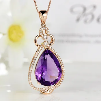 New style imitation natural water drop pear Amethyst Pendant color gem necklace 
New style imitation natural water drop pear Amethyst Pendant color gem necklace
