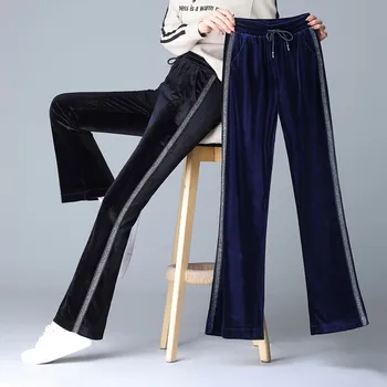 Spring Summer Side Stripe Flare Pant Women Pleuche Elastic Waist Pants Female Casual bow Long Trousers Plus Size High Quality
Spring Summer Side Stripe Flare Pant Women Pleuche Elastic Waist Pants Female Casual bow Long Trousers Plus Size High Quality