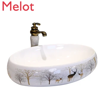 Golden Elk Table Basin Nordic Style Bathroom Washbasin Ceramic Home Art Basin Basin Single Basin
Golden Elk Table Basin Nordic Style Bathroom Washbasin Ceramic Home Art Basin Basin Single Basin