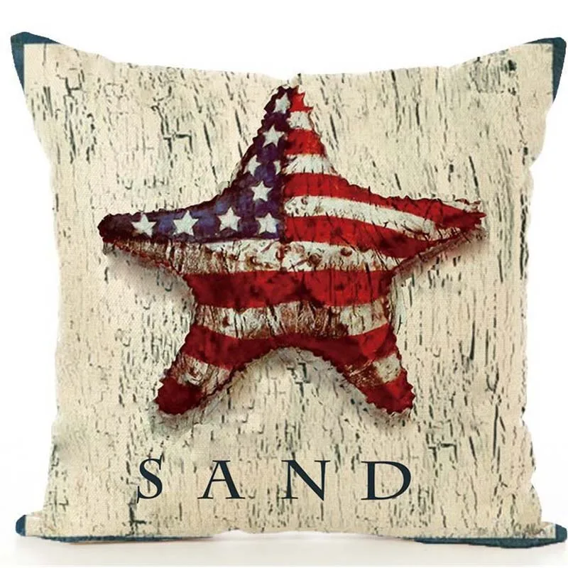 Rustic Cowboy Style Linen Pillowcase American Flag Pattern Pillow Cover 45x45cm For Home Room Goods Case |
