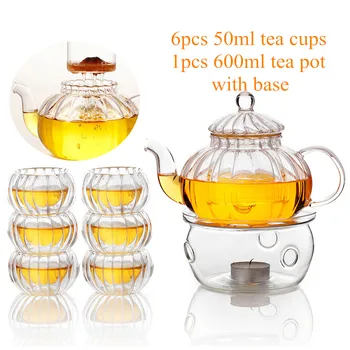 600ml Heat Resistant Elegant Glass Tea Pot 6 Tea Cups Teapot Set Infuser With Warmer Clear Pumpkin Tea Glass Pot Set
600ml Heat Resistant Elegant Glass Tea Pot 6 Tea Cups Teapot Set Infuser With Warmer Clear Pumpkin Tea Glass Pot Set