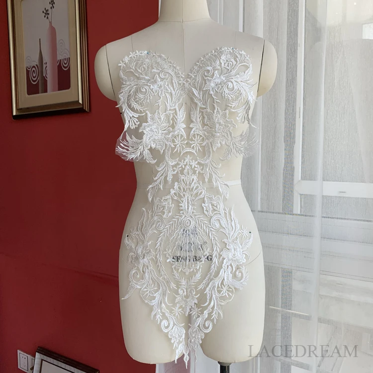 Oversize Ivory Embroidered Sweetheart Lace Motif Sequined Lace Applique For Bridal Dress
Oversize Ivory Embroidered Sweetheart Lace Motif Sequined Lace Applique For Bridal Dress