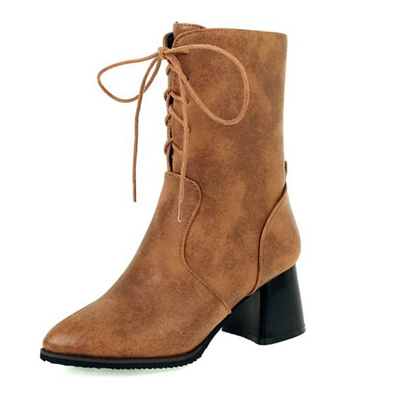 REAVE CAT Fashion Mid-Calf Woman Boots Pointed Toe Square Block Heels Denim Lace-up Big Size 34-48 Black Blue Apricot
REAVE CAT Fashion Mid-Calf Woman Boots Pointed Toe Square Block Heels Denim Lace-up Big Size 34-48 Black Blue Apricot
