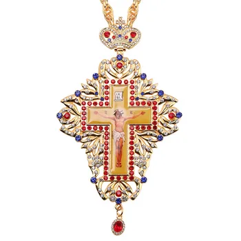 

INRI Crucifix Jesus Necklace Men Orthodox Cross in Christian Plaques Pendant for Men Catholic Religious Gold Hip-hop Jewelry