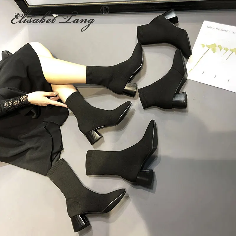 ElisabetTang Chunky High Heels Women's Spring Autumn Sock Boots Casual Slip On Ankle Stretch Botas Mujer Zapatos De Femme Boots
ElisabetTang Chunky High Heels Women's Spring Autumn Sock Boots Casual Slip On Ankle Stretch Botas Mujer Zapatos De Femme Boots