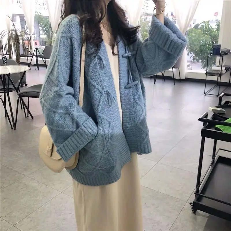 New knitted cardigan women's long size loose autumn coarse wool top student coat
New knitted cardigan women's long size loose autumn coarse wool top student coat