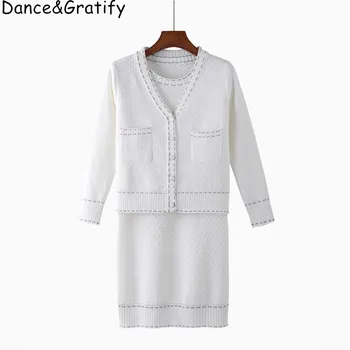 Fashion Women Knitted Single Breasted Coats+Dress Sets Female Woman Knitting Vest Dresses+V Collar Jacket Coat Sweater Suits
Fashion Women Knitted Single Breasted Coats+Dress Sets Female Woman Knitting Vest Dresses+V Collar Jacket Coat Sweater Suits