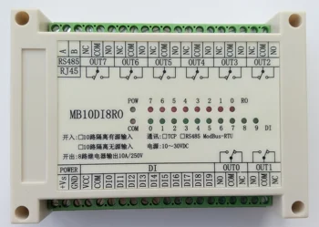 Switch Input Output 10-channel Open into 8-channel Relay Output ModuleRS485 MODBUS-RTU Communication
Switch Input Output 10-channel Open into 8-channel Relay Output ModuleRS485 MODBUS-RTU Communication