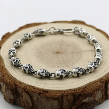Starfield Gothic Hip-hop Style S925 Sterling Silver Skeleton Men Women Retro Thai Silver Bracelet Homme
Starfield Gothic Hip-hop Style S925 Sterling Silver Skeleton Men Women Retro Thai Silver Bracelet Homme