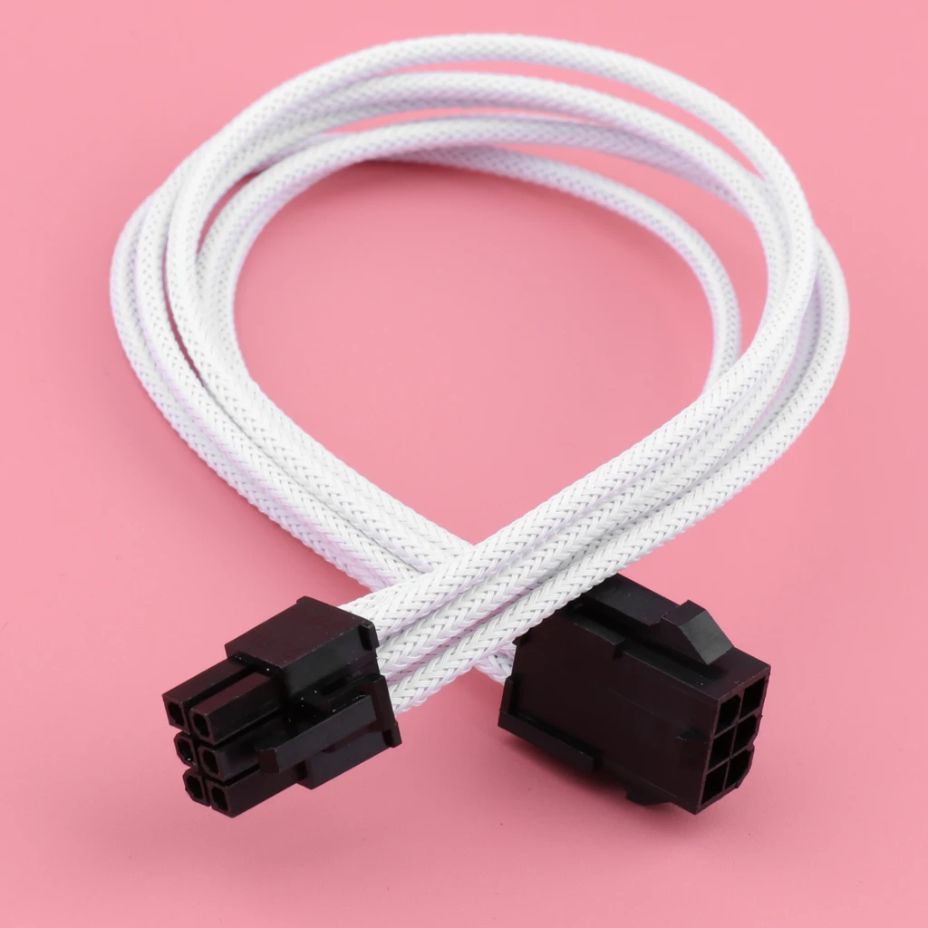6Pin PCIe Male To Female PSU Power Extension Cable 18AWG Pure Copper Tin Plated PSU Cord with Latch (White) 6Pin PCIe Male To Female PSU Power Extension Cable 18AWG Pure Copper Tin Plated PSU Cord with Latch (White)
