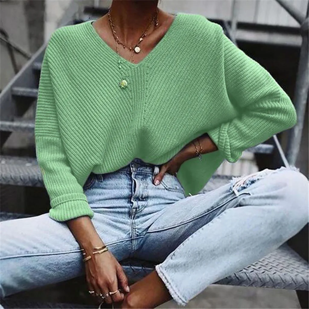 Winter Clothes Women Fall 2019 Sweater Fashion Green Pull Long Sleeve Women'S V Neck Sweater Cute Knitted Women Pullover Sweater
Winter Clothes Women Fall 2019 Sweater Fashion Green Pull Long Sleeve Women'S V Neck Sweater Cute Knitted Women Pullover Sweater