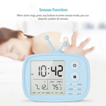 Unique TV Alarm Clock LCD Time Temperature Date Week Display Alarm Clock with Snooze Function USB Rechargeable Desk Alarm Clock
Unique TV Alarm Clock LCD Time Temperature Date Week Display Alarm Clock with Snooze Function USB Rechargeable Desk Alarm Clock