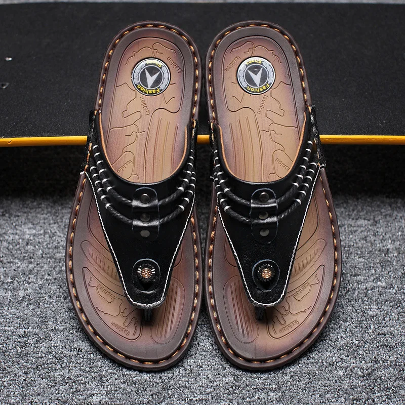 Leather Slippers Summer Flip-flops Genuine Leather Anti-slip Casual Sandals Korean-style Handmade Split Toe Rome Slippers MEN'S
Leather Slippers Summer Flip-flops Genuine Leather Anti-slip Casual Sandals Korean-style Handmade Split Toe Rome Slippers MEN'S