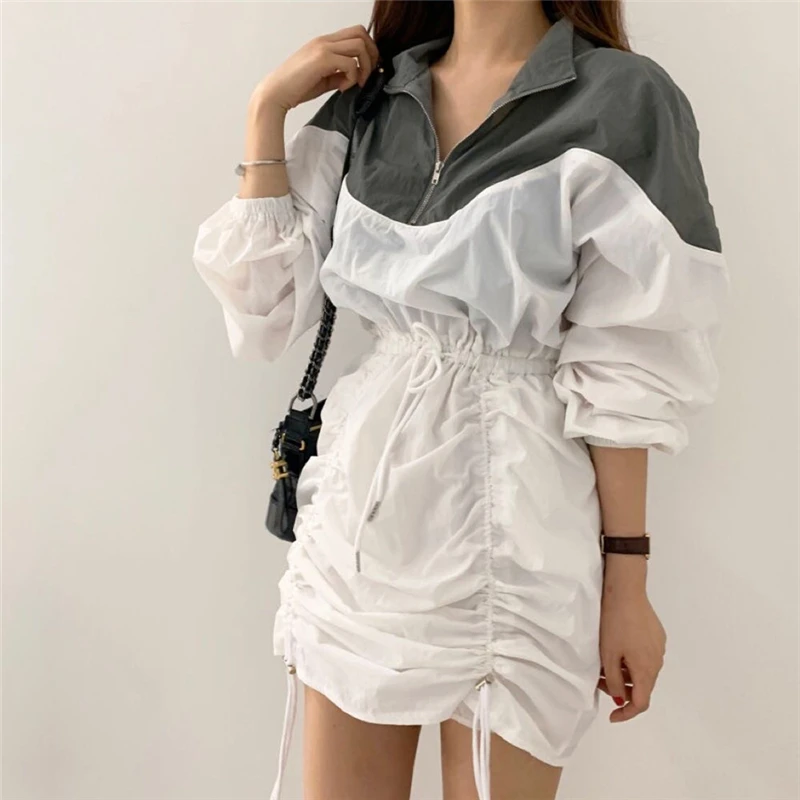 New Hit Color Drawstring Dress Women Spring Fall Korean Casual Zipper High Neck Elastic Waist Sports Mini Dresses For Female
New Hit Color Drawstring Dress Women Spring Fall Korean Casual Zipper High Neck Elastic Waist Sports Mini Dresses For Female