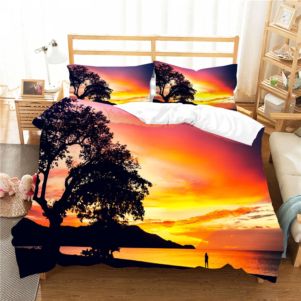 Bed Cover Home Textiles Bedding Clothes Sunset Scenery Pattern Bedroom Coverlet with Pillowcase King Single Queen Size Bed Linen
Bed Cover Home Textiles Bedding Clothes Sunset Scenery Pattern Bedroom Coverlet with Pillowcase King Single Queen Size Bed Linen