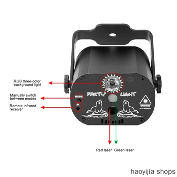 New 60 mode effect light for party performance with controller LED disco light stage light voice control music laser projector
New 60 mode effect light for party performance with controller LED disco light stage light voice control music laser projector