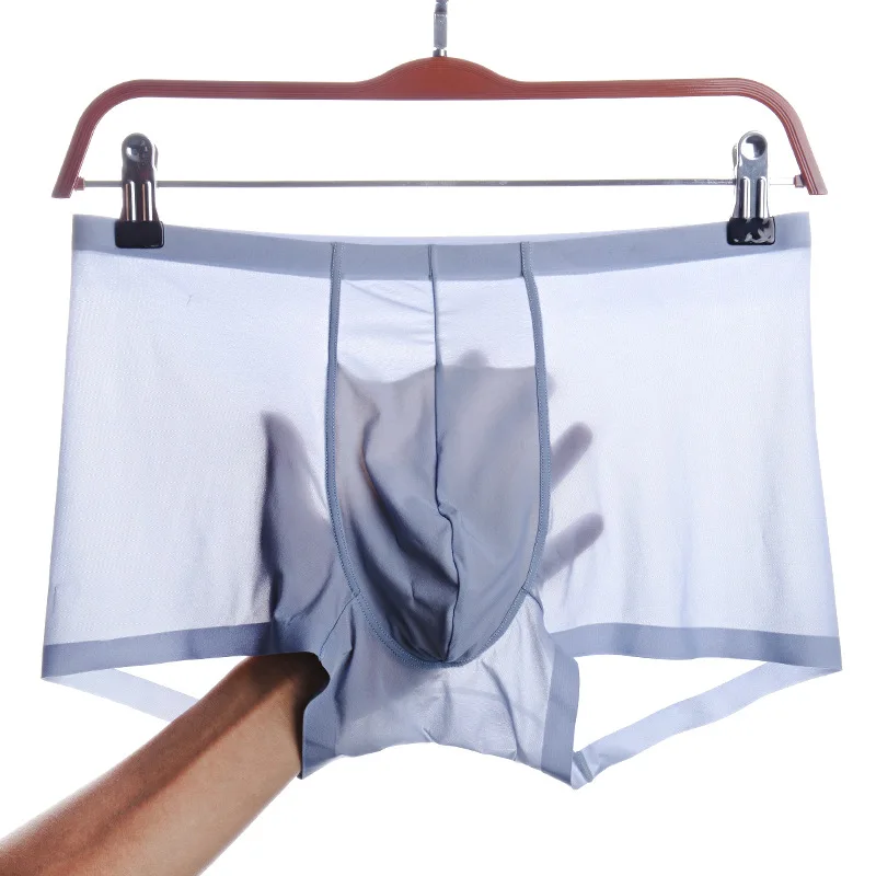 Фото Half Clear Sexy man underwear boxers shorts ice silk male men's seamless underpants boxer cueca masculina | Мужская одежда