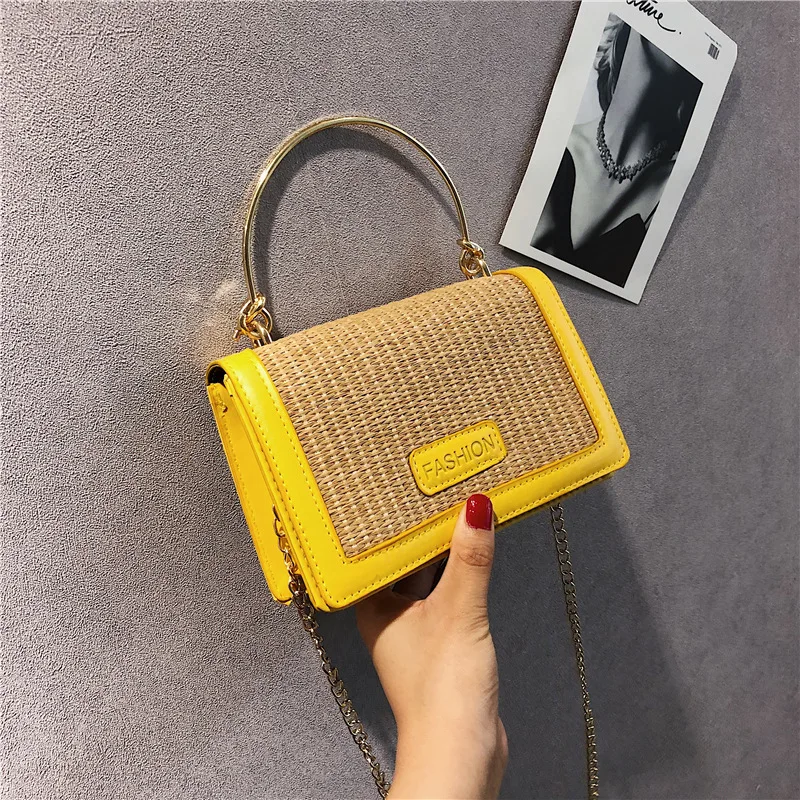Hot Sales Candy Matching Color WOMEN'S Bag 2019 New Style Chain Square Sling Bag Iron Hoop Hand Shoulder Straw Bag
Hot Sales Candy Matching Color WOMEN'S Bag 2019 New Style Chain Square Sling Bag Iron Hoop Hand Shoulder Straw Bag