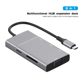 8 in 1 USB 3.1 Type-C HUB 4K HDMI 1080P VGA 2 USB3.0 TF SD PD Charging 3.5mm Audio Converter USB 3.1 Hub for Desktop Laptop
8 in 1 USB 3.1 Type-C HUB 4K HDMI 1080P VGA 2 USB3.0 TF SD PD Charging 3.5mm Audio Converter USB 3.1 Hub for Desktop Laptop