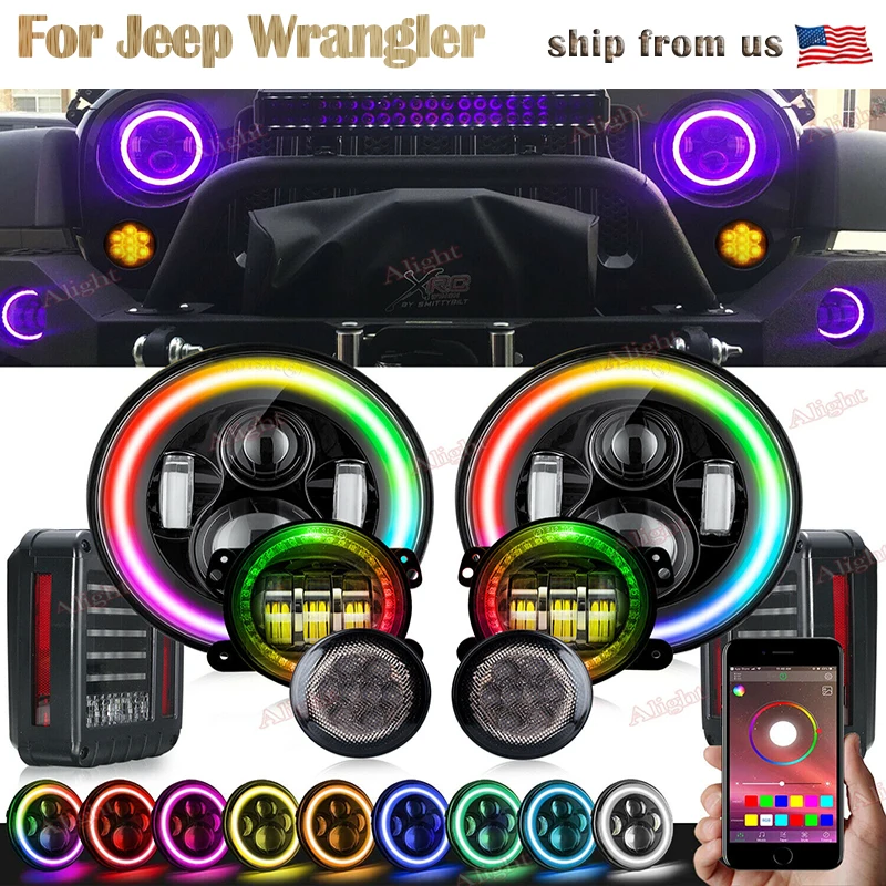 Multi-color RGB 7" Inch LED Headlight & Led Fog Lights & Led Turn Signal Light & Led Tail Light Combo For 07-17 Jeep Wrangler
Multi-color RGB 7" Inch LED Headlight & Led Fog Lights & Led Turn Signal Light & Led Tail Light Combo For 07-17 Jeep Wrangler