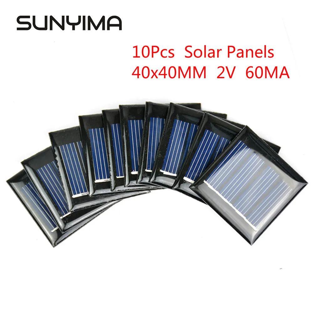 SUNYIMA 10Pcs Solar Panels 40x40MM 2V 60MA BEAM Solar Cells Monocrystalline Silicon DIY Sunpower Battery Charger
SUNYIMA 10Pcs Solar Panels 40x40MM 2V 60MA BEAM Solar Cells Monocrystalline Silicon DIY Sunpower Battery Charger