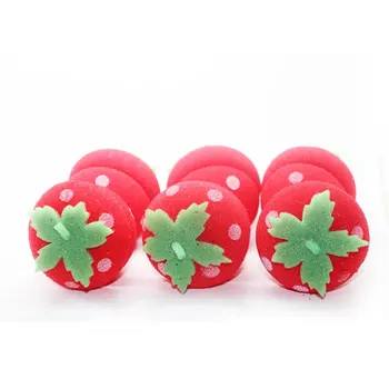

6pcs Strawberry Balls Rollers Curl Hair Care Soft Foam Sponge Lovely DIY Hairstyle Curler Tool