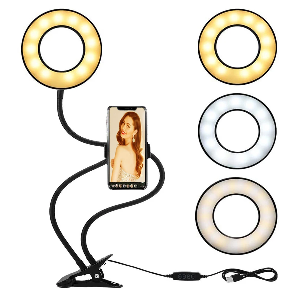 USB Selfie Ring Light with Phone Holder Flexible Gooseneck Arm Camera Lamp for Photo Live Stream Youtube Facebook Makeup Reading
USB Selfie Ring Light with Phone Holder Flexible Gooseneck Arm Camera Lamp for Photo Live Stream Youtube Facebook Makeup Reading