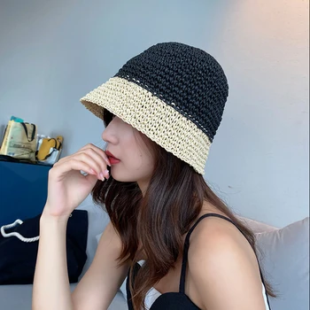 Hat female summer woven straw hat fashion bucket hat color matching fisherman hat seaside vacation beach hat 
Hat female summer woven straw hat fashion bucket hat color matching fisherman hat seaside vacation beach hat
