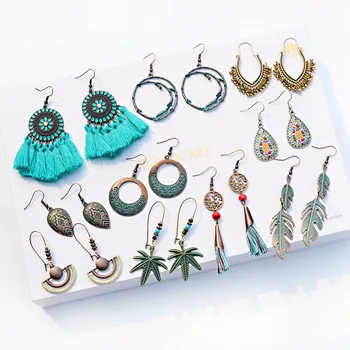 10 Pairs/Lot Ethnic Women's Alloy Tassel Dangle Earrings Set Statement Fringe Leaf Alloy Ladies Earrings
10 Pairs/Lot Ethnic Women's Alloy Tassel Dangle Earrings Set Statement Fringe Leaf Alloy Ladies Earrings