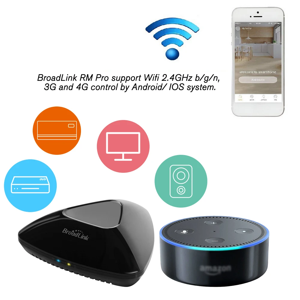 RM PRO+ RM33 Universal Intelligent Remote Controller WiFi+IR+RF Switch App Control Timer Compatible with Alexa Smart Home 
RM PRO+ RM33 Universal Intelligent Remote Controller WiFi+IR+RF Switch App Control Timer Compatible with Alexa Smart Home