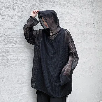 New Male Unisex Hip Hop Gothic Shirts Stage Clothing Men Summer Streetwear Loose Pullover Hooded Mesh Long Sleeve Casual Shirts
New Male Unisex Hip Hop Gothic Shirts Stage Clothing Men Summer Streetwear Loose Pullover Hooded Mesh Long Sleeve Casual Shirts