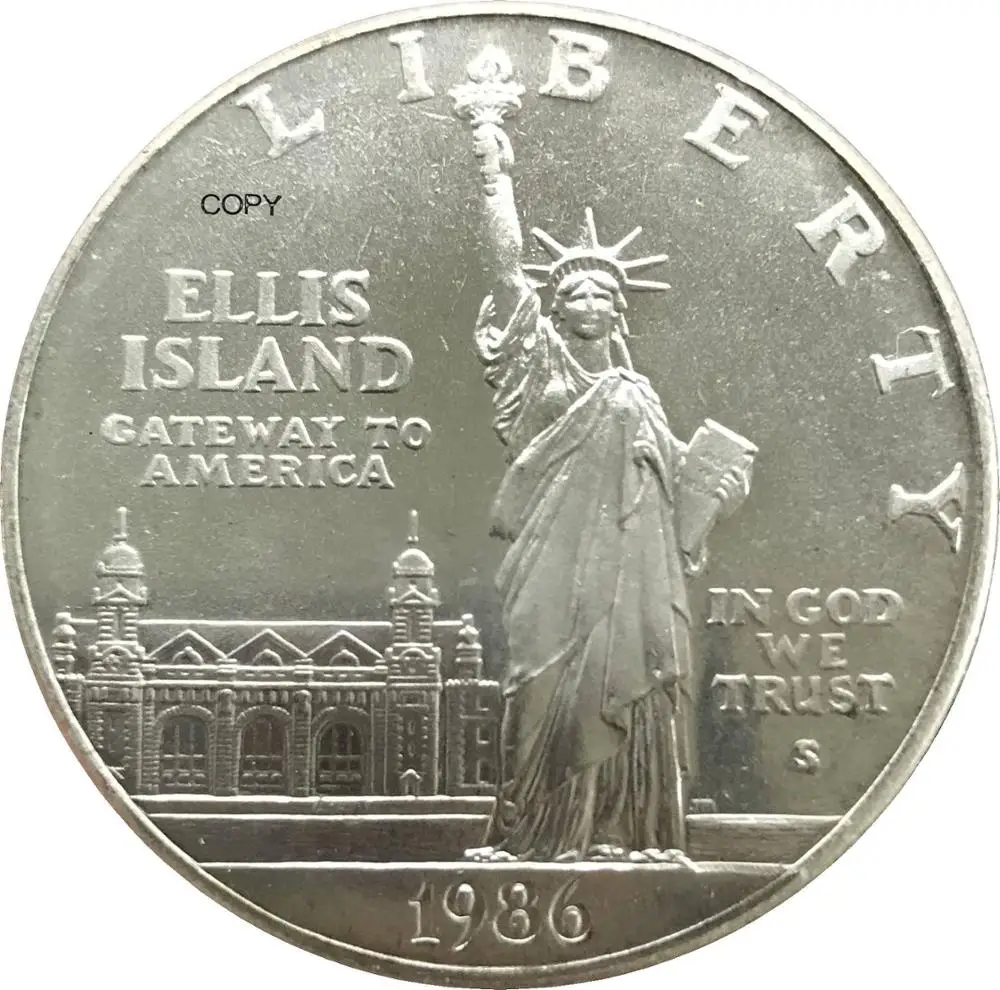 United States of America 1 One Dollar Statue of Liberty 1986 Cupronickel Plated Silver Copy Coin
United States of America 1 One Dollar Statue of Liberty 1986 Cupronickel Plated Silver Copy Coin