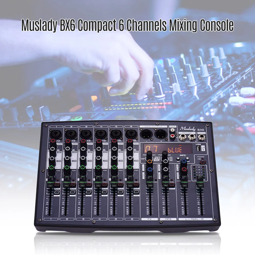 Portable Sound Mixing Console Audio Mixer Record 48V Phantom Power Effects 6 Channels Audio Mixer with USB
Portable Sound Mixing Console Audio Mixer Record 48V Phantom Power Effects 6 Channels Audio Mixer with USB