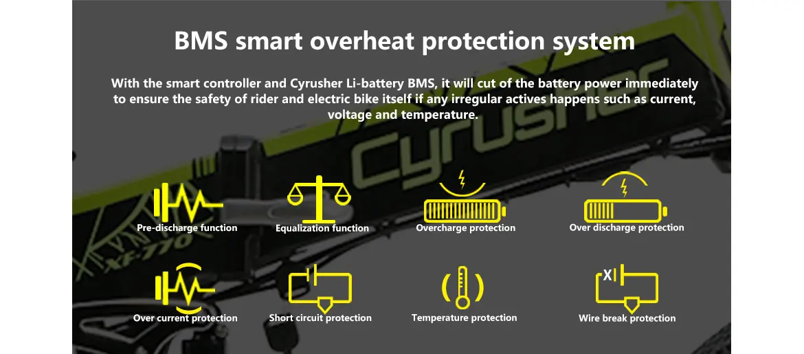 Top Cyrusher XF770 48V 500W electronic Folding Bike 26*1.95 Spoke Tire Aluminum Alloy Frame electric bicycle with smart lCD display 7