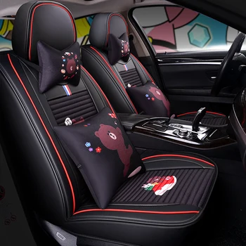 Full Coverage PU Leather car seat cover flax fiber auto seats covers for Clio latitude cap tur duster koleos