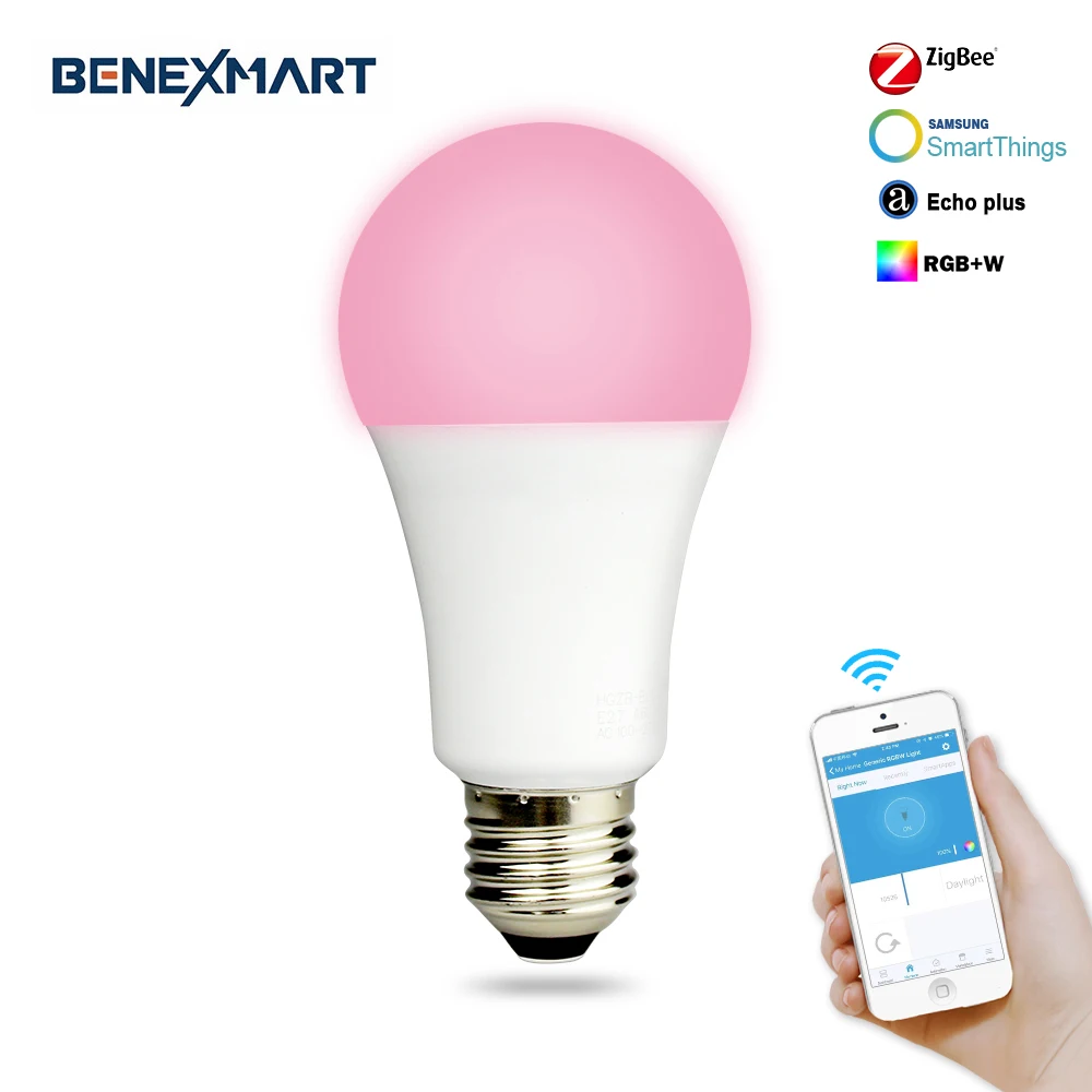 Benexmart Zigbee 3.0 Bulb 8W Dimmable E27 RGBW Led Bulb Light Control by hue Smartthings Echo Plus
Benexmart Zigbee 3.0 Bulb 8W Dimmable E27 RGBW Led Bulb Light Control by hue Smartthings Echo Plus