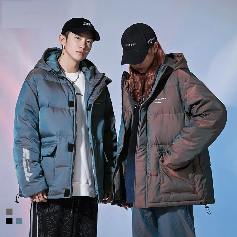 Trendy Winter New Colorful Gradient Reflective Cotton Jacket Men Thicken Cotton Hooded Coats Men's Cotton Jacket Couple Clothing
Trendy Winter New Colorful Gradient Reflective Cotton Jacket Men Thicken Cotton Hooded Coats Men's Cotton Jacket Couple Clothing