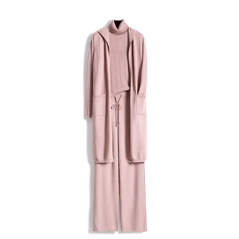 2021 Drawstring Knit 3 Piece Set New Fashion Temperament Turtleneck Sweater Cardigan Wide Leg Pants Three-piece Winter
2021 Drawstring Knit 3 Piece Set New Fashion Temperament Turtleneck Sweater Cardigan Wide Leg Pants Three-piece Winter
