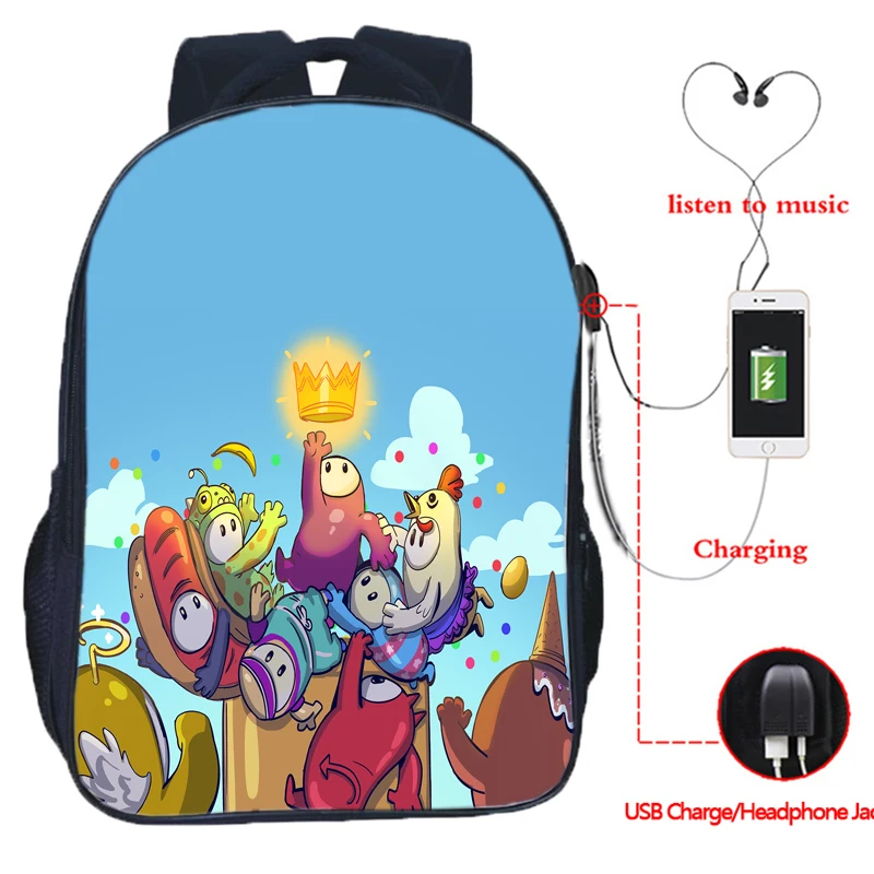 2020 Fall Guys USB Charge Backpack Boy Girl Primary School Bag Student Cartoon Anime Bookbag Men Women Kids Outdoor Rucksacks
2020 Fall Guys USB Charge Backpack Boy Girl Primary School Bag Student Cartoon Anime Bookbag Men Women Kids Outdoor Rucksacks