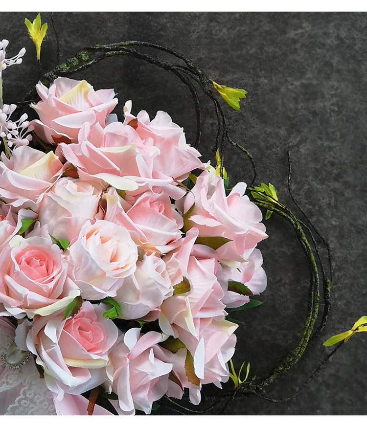 new pink bridal holding bouquet rose wedding decoration