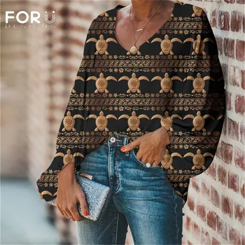 FORUDESIGNS Large Size Women Blouse Sea Turtle Print 2020 Casual Loose Long Sleeve Shirt Tops V-neck Female Clothing
FORUDESIGNS Large Size Women Blouse Sea Turtle Print 2020 Casual Loose Long Sleeve Shirt Tops V-neck Female Clothing