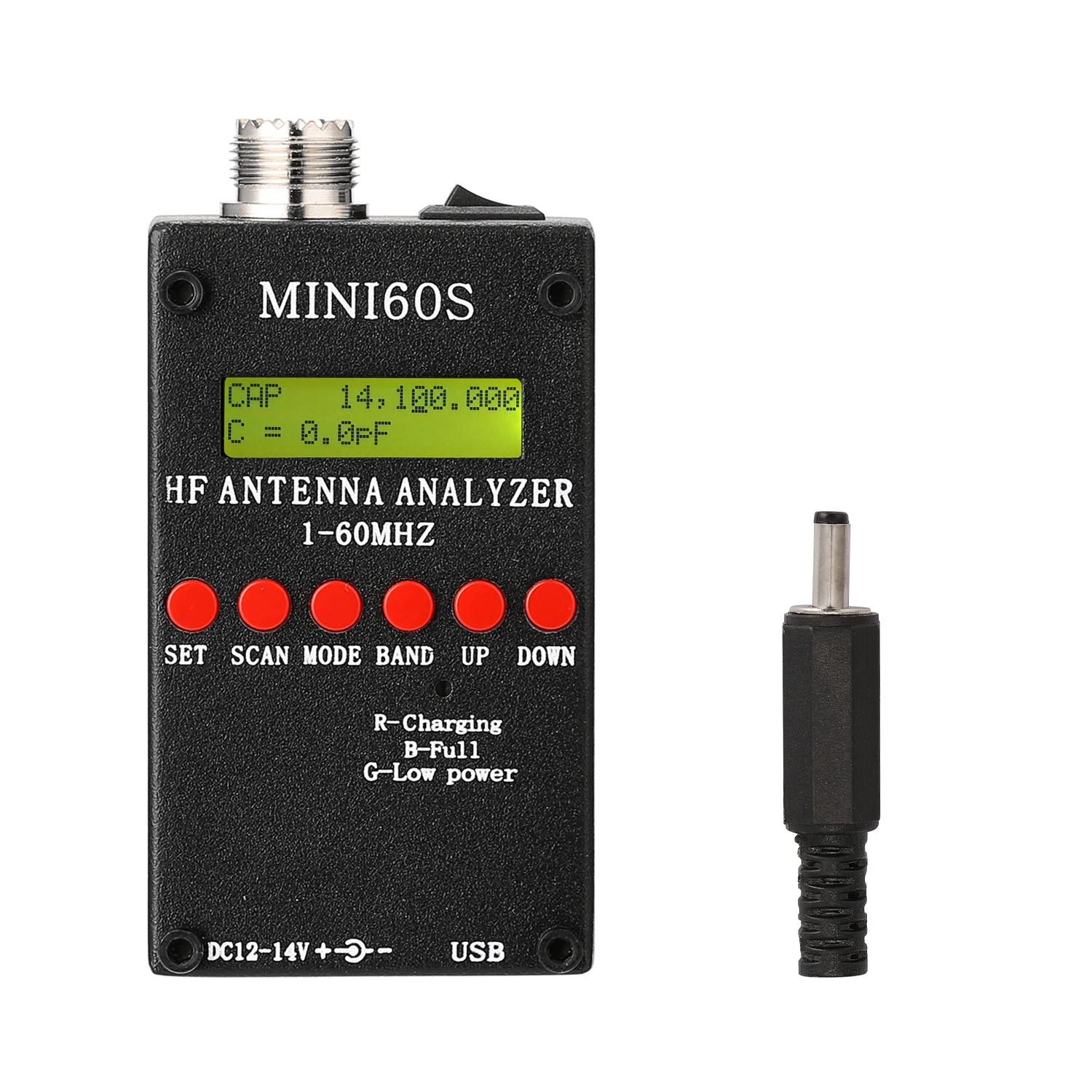 Mini60S 1-60MHz HF ANT SWR Antenna Analyzer Meter With BT Android APP PC Software For Ham Radio Hobbists DC 12-14V
Mini60S 1-60MHz HF ANT SWR Antenna Analyzer Meter With BT Android APP PC Software For Ham Radio Hobbists DC 12-14V