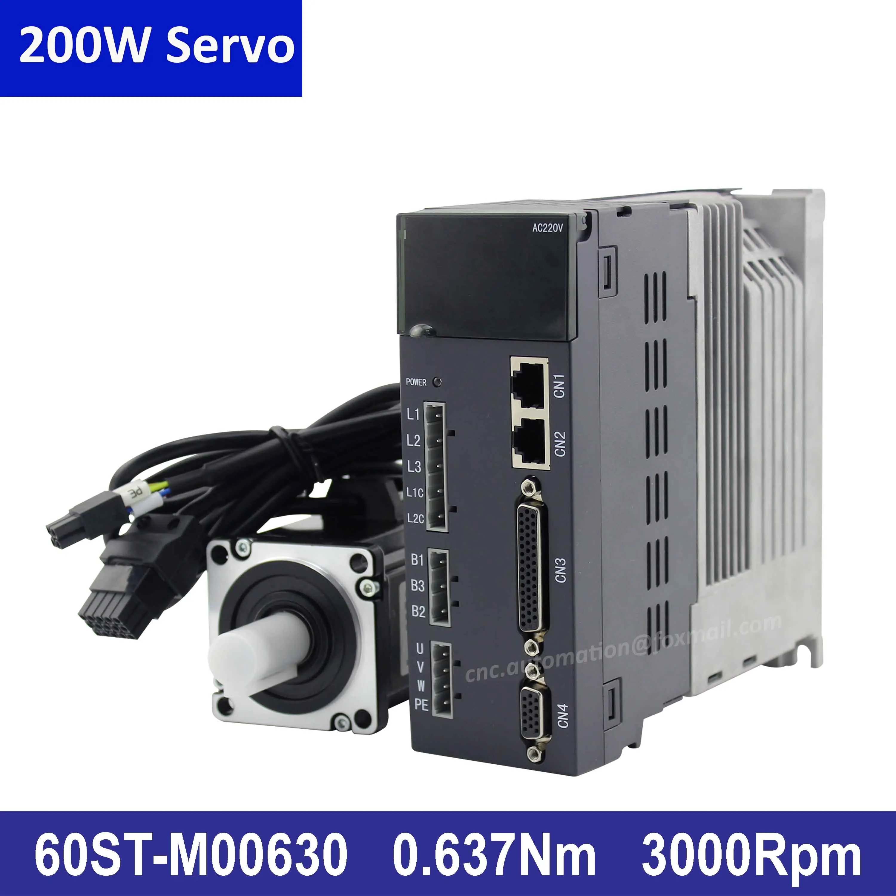 Servo motor driver kit 60ST-M00630 servo motor 200W support RS485 AC servo kit 220V 3000RPM servomotor 60mm servo 0.2KW for CNC
Servo motor driver kit 60ST-M00630 servo motor 200W support RS485 AC servo kit 220V 3000RPM servomotor 60mm servo 0.2KW for CNC