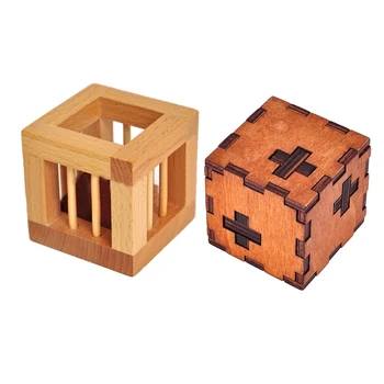 2 Pcs Wooden Intelligence Toy Chinese Brain Teaser Game 3D IQ Puzzle for Kids Adults, 6.5X6.5X6.5Cm & 6X6X6Cm
2 Pcs Wooden Intelligence Toy Chinese Brain Teaser Game 3D IQ Puzzle for Kids Adults, 6.5X6.5X6.5Cm & 6X6X6Cm