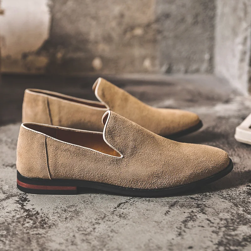 Suede Leather Men Loafers Dress Shoes Slip On Male Shoes Casual Shoes Man Party Wedding Footwear