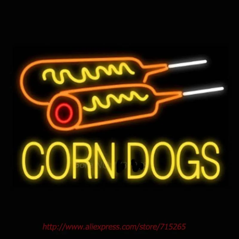 Фото CORN DOGS Food sign custom grow Neon Light Signs Glass tube neon lamp For room Bedroom Decor Letters led lights lightBeer | Лампы и